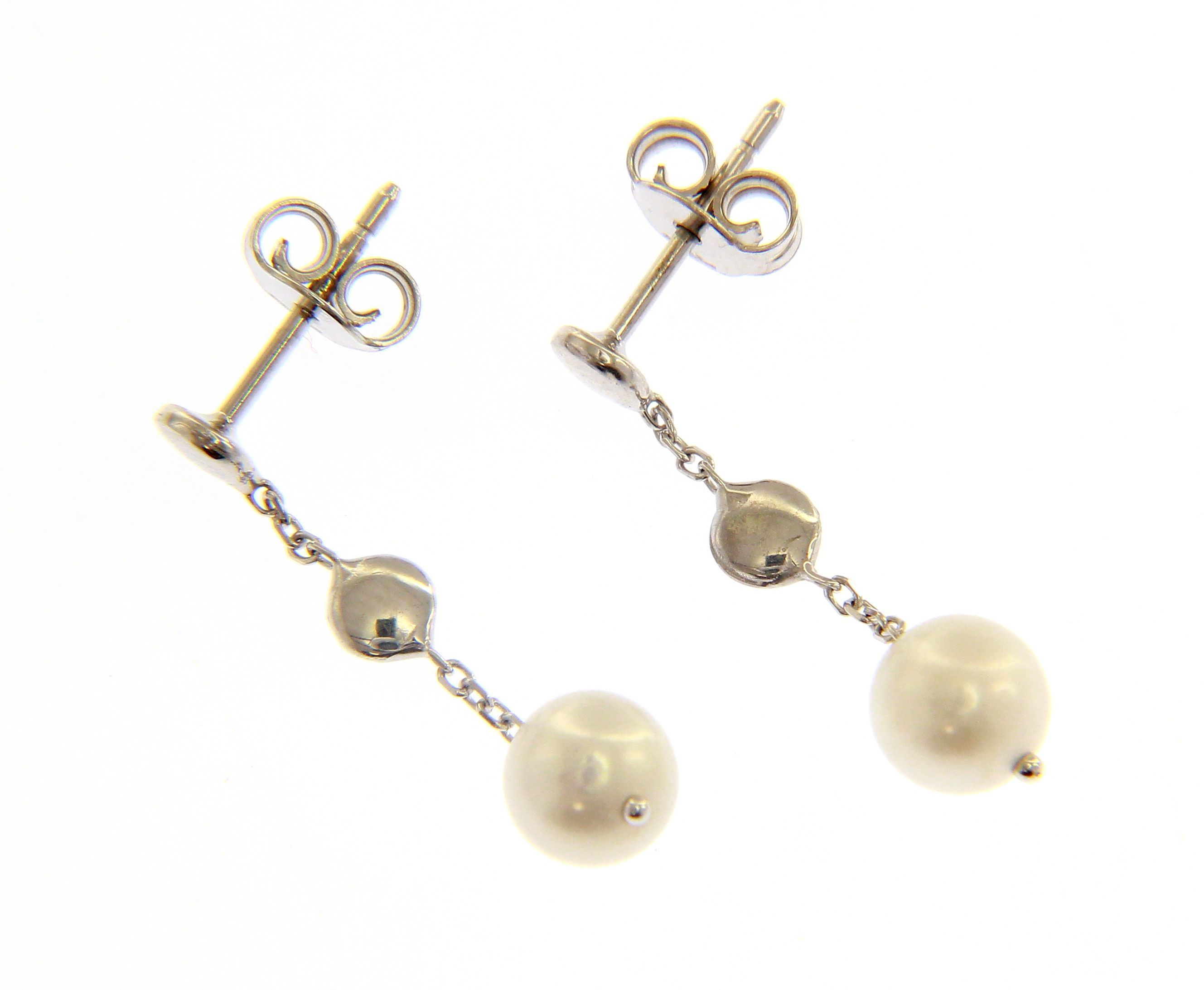 Orecchini in oro bianco k9 con perle (code S202283)